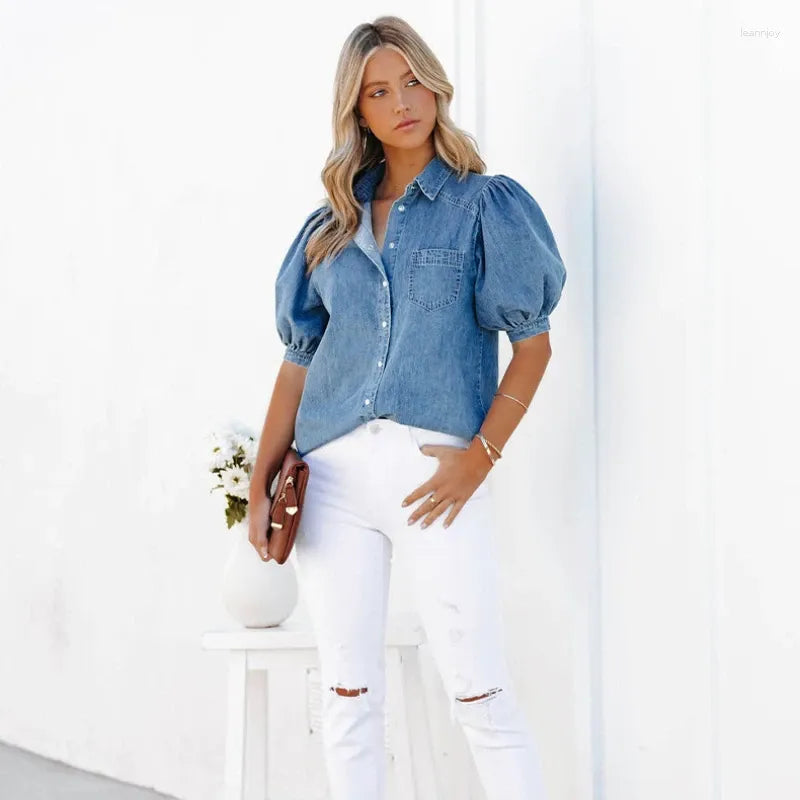 Elegant Bluse i Denim
