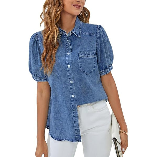 Elegant Bluse i Denim